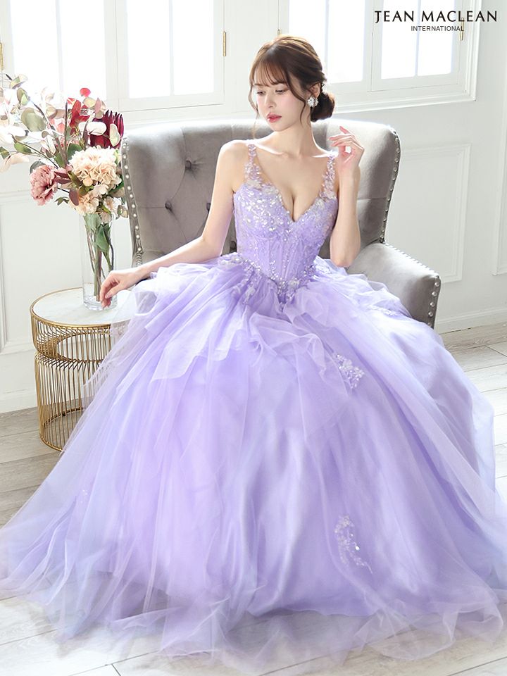 JEAN MACLEAN ジャンマクレーン フラワービジュー/ペプラム/スパンコールレース/姫/ロングドレス ja51828-c