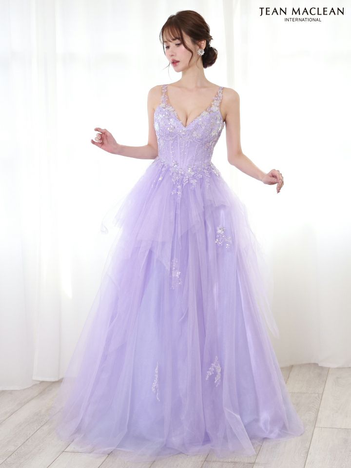 JEAN MACLEAN ジャンマクレーン フラワービジュー/ペプラム/スパンコールレース/姫/ロングドレス ja51828-c