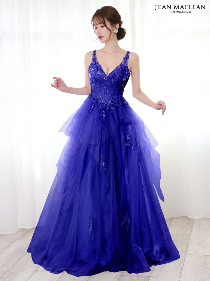 JEAN MACLEAN ジャンマクレーン フラワービジュー/ペプラム/スパンコールレース/姫/ロングドレス ja51828-c