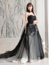 vanityME.couture. バニティミークチュール ビッグローズモチーフ チュールスカート ローズコサージュチョーカー付き プリンセス 姫 ロングドレス バースデードレス ブラック vctr-t-25012