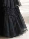 vanityME.couture. バニティミークチュール サイドシアーレース スパンコール刺繍 4段ボリュームフリルスカート プリンセス 姫 ロングドレス バースデードレス ブラック vctr-l-a1247