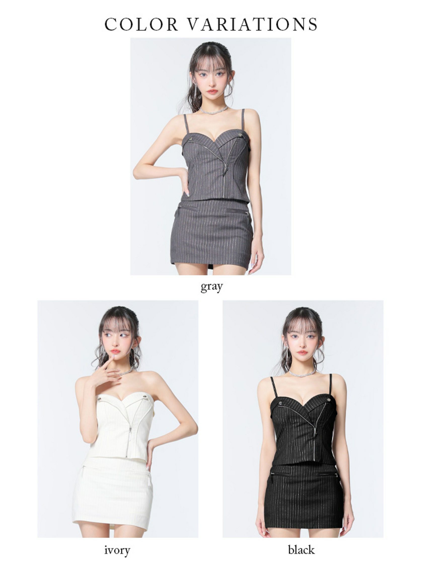 Glossy ローブドフルールグロッシー ストライプジップデザインタイトミニキャバドレス gl3928-c