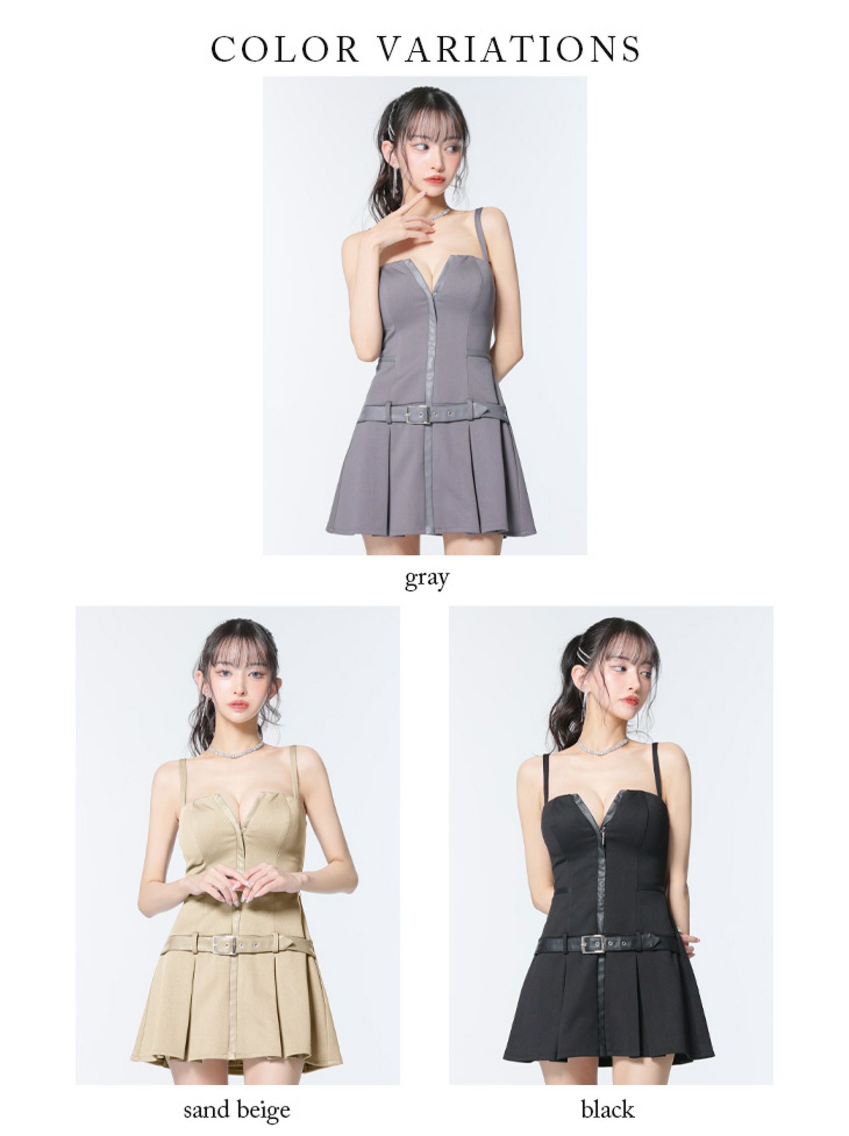 Glossy ローブドフルールグロッシー フロントジップベルトプリーツミニキャバドレス gl4101-c