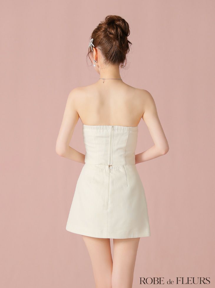 ROBE de FLEURS ローブドフルール ビジューリボンセットアップタイトミニキャバドレス fm3456