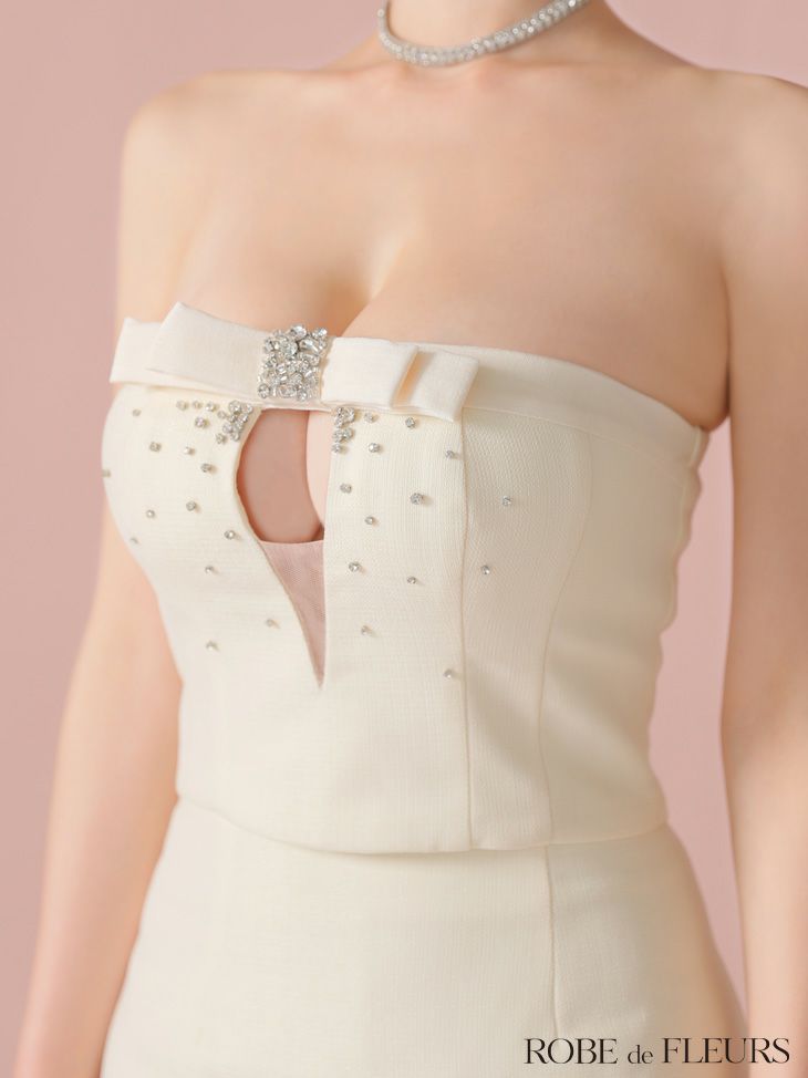 ROBE de FLEURS ローブドフルール ビジューリボンセットアップタイトミニキャバドレス fm3456