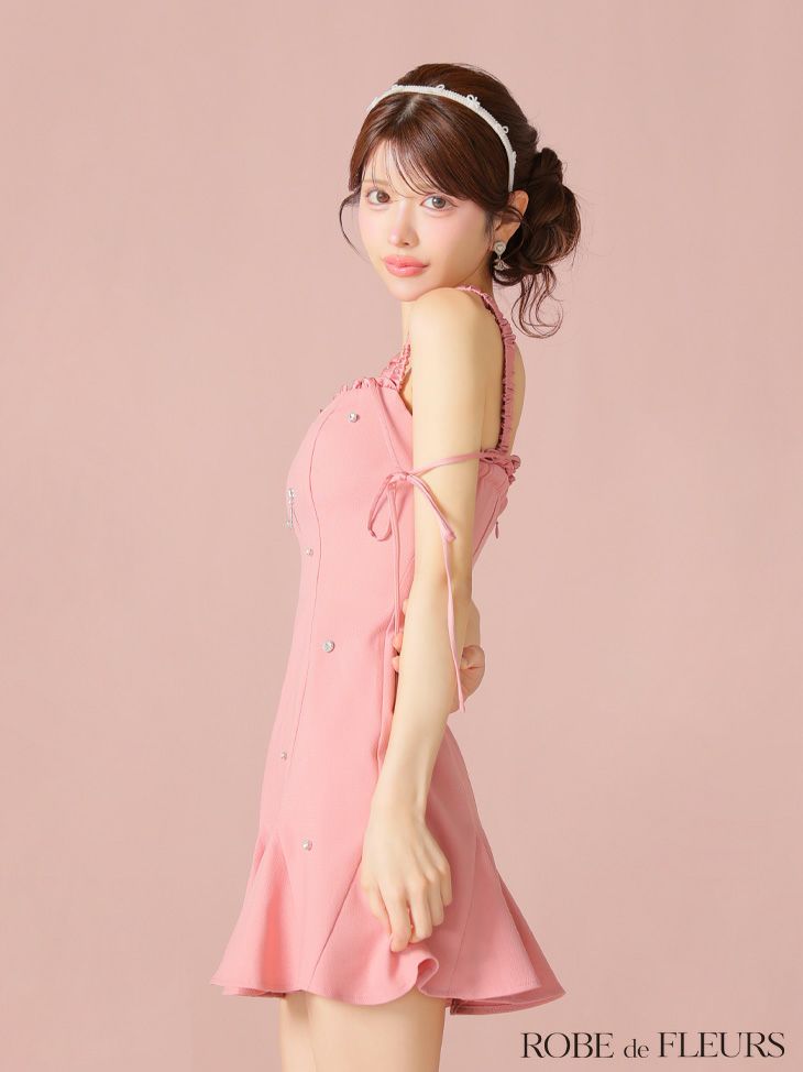 ROBE de FLEURS ローブドフルール ビジューセミフレアミニキャバドレス fm4102