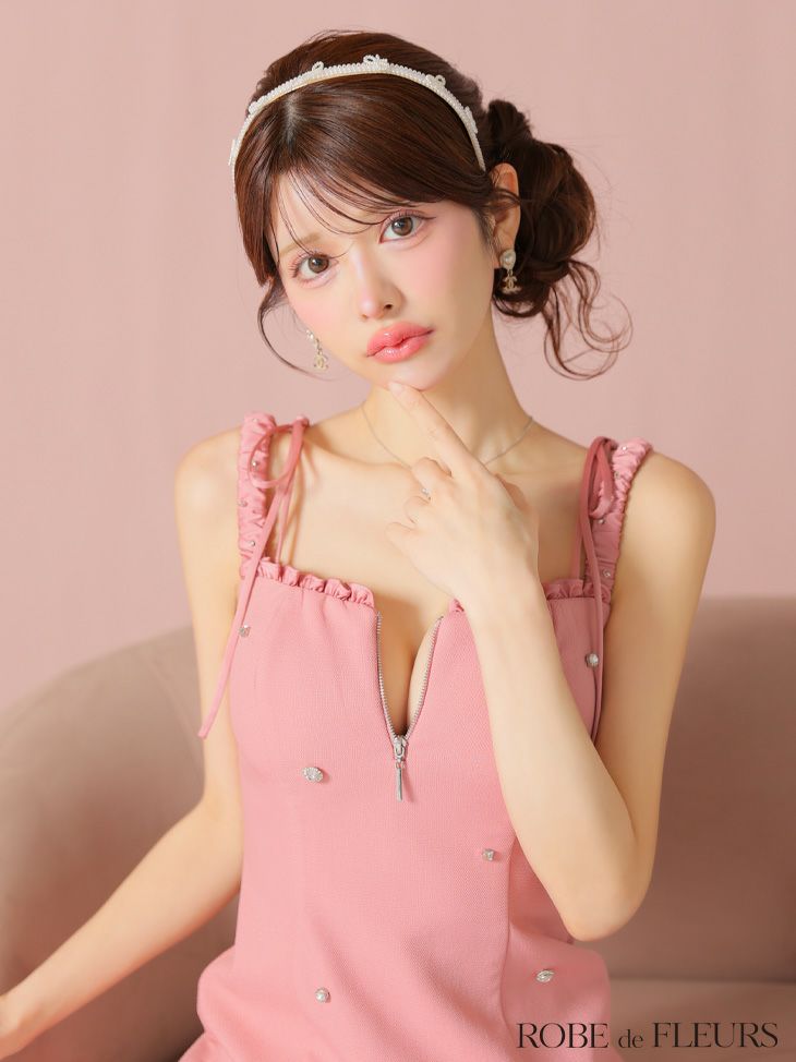 ROBE de FLEURS ローブドフルール ビジューセミフレアミニキャバドレス fm4102