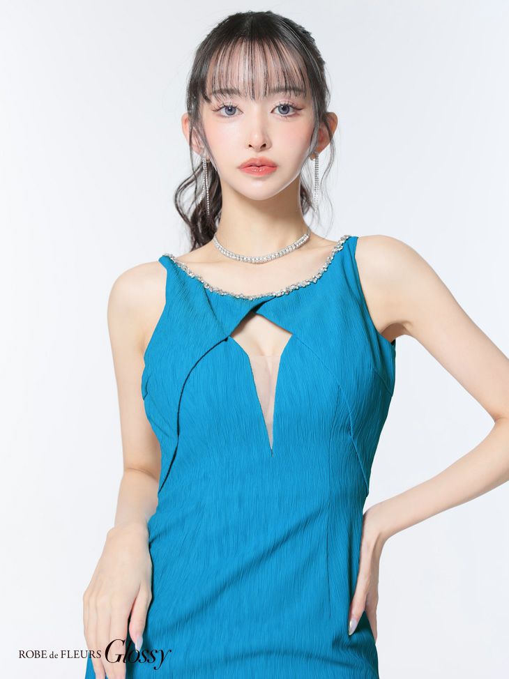Glossy ローブドフルールグロッシー ビジューネックバストカットタイトミニキャバドレス gl3794