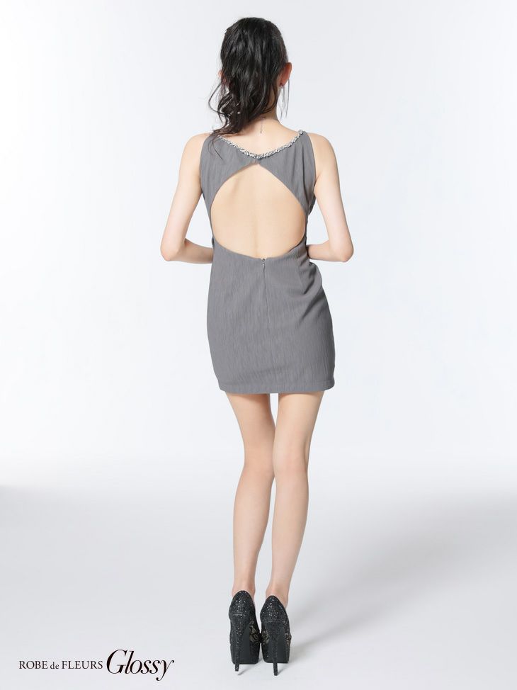 Glossy ローブドフルールグロッシー ビジューネックバストカットタイトミニキャバドレス gl3794