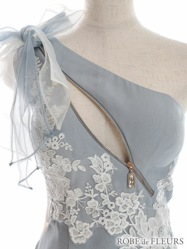 【ROBE de FLEURS SALE】 ROBE de FLEURS ローブドフルールシフォンリボンｘアシンメトリージッパーキャバドレス fm2605-s25