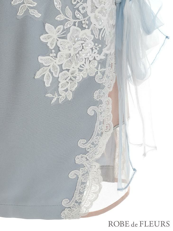 【ROBE de FLEURS SALE】 ROBE de FLEURS ローブドフルールシフォンリボンｘアシンメトリージッパーキャバドレス fm2605-s25