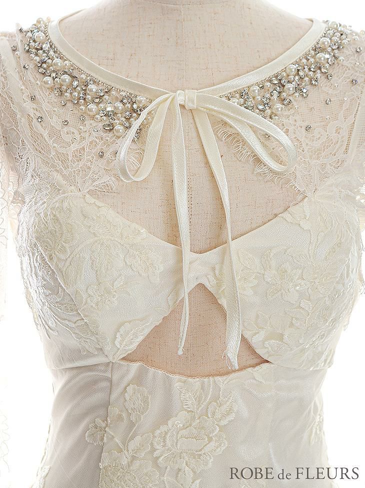 【ROBE de FLEURS SALE】 ROBE de FLEURS ローブドフルール　バスト下カット×レーススリーブミニキャバドレス fm2634-s25