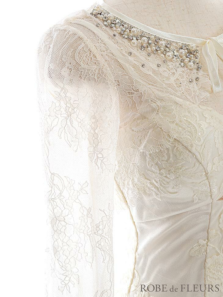 【ROBE de FLEURS SALE】 ROBE de FLEURS ローブドフルール　バスト下カット×レーススリーブミニキャバドレス fm2634-s25