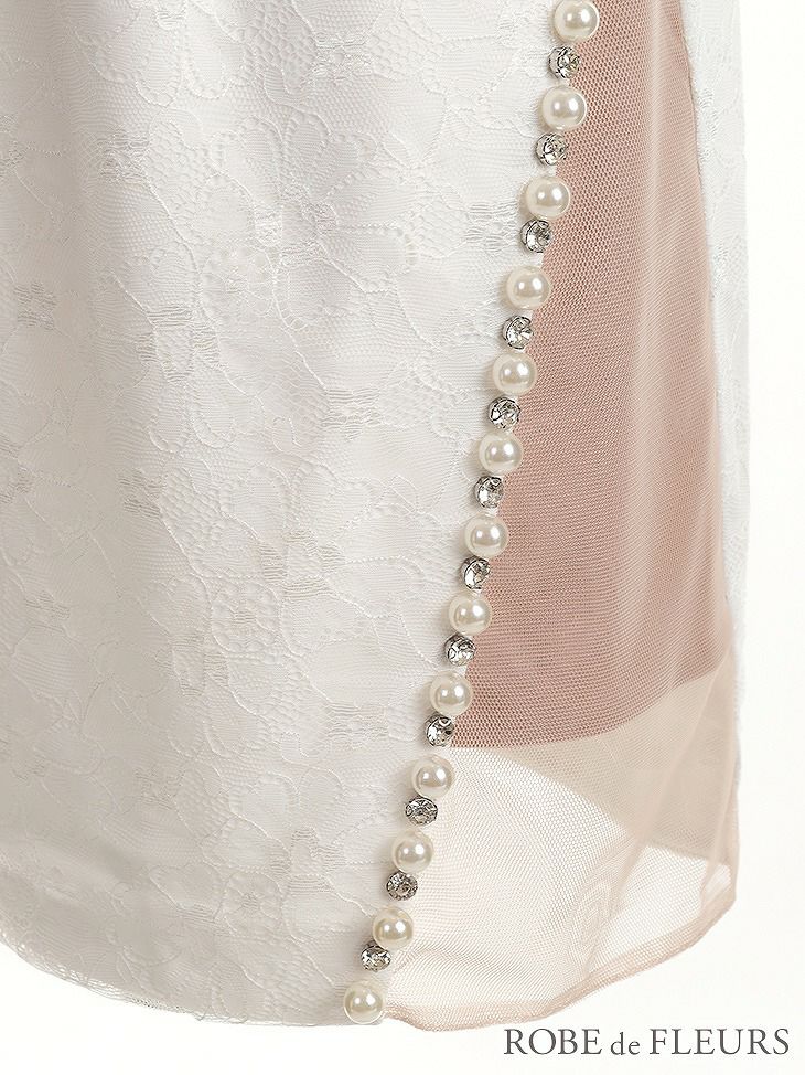 【ROBE de FLEURS SALE】 ROBE de FLEURS ローブドフルール 編み上げリボン×片サイドチュール切替タイトミニキャバドレス fm2267-s25