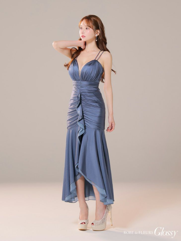 Glossy ローブドフルールグロッシー サテンフレアキャミロングキャバドレス gl3924-c