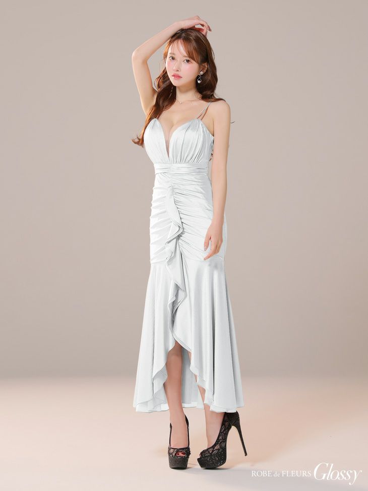 Glossy ローブドフルールグロッシー サテンフレアキャミロングキャバドレス gl3924-c