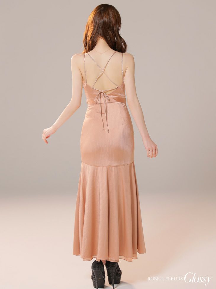 Glossy ローブドフルールグロッシー サテンフレアキャミロングキャバドレス gl3924-c