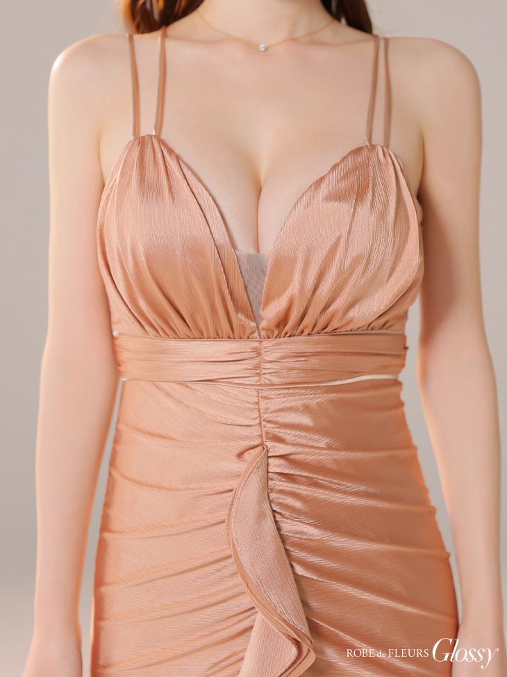 Glossy ローブドフルールグロッシー サテンフレアキャミロングキャバドレス gl3924-c