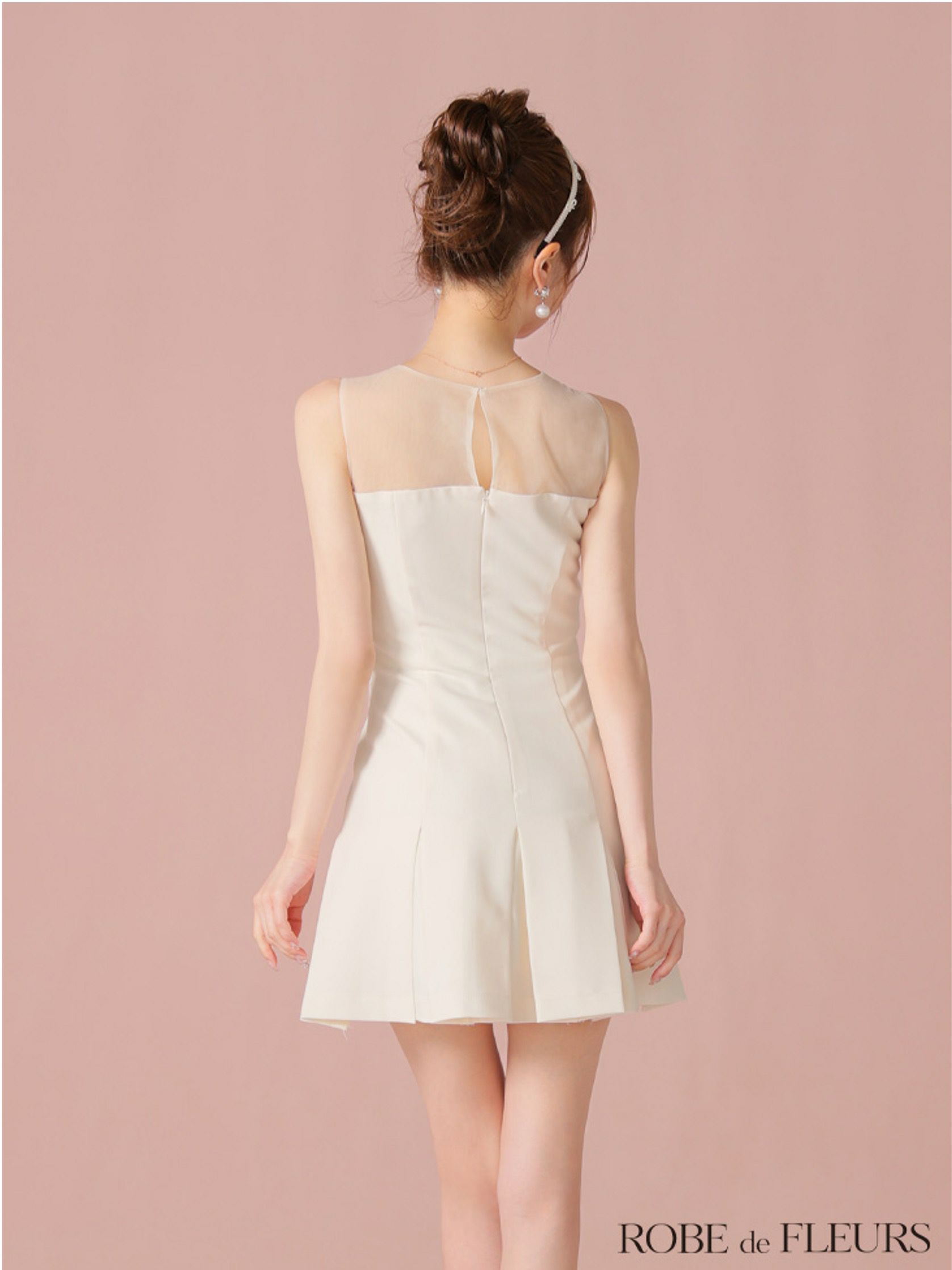 ROBE de FLEURS ローブドフルール センターリボンシアーチュールフレアミニキャバドレス fm3798-c