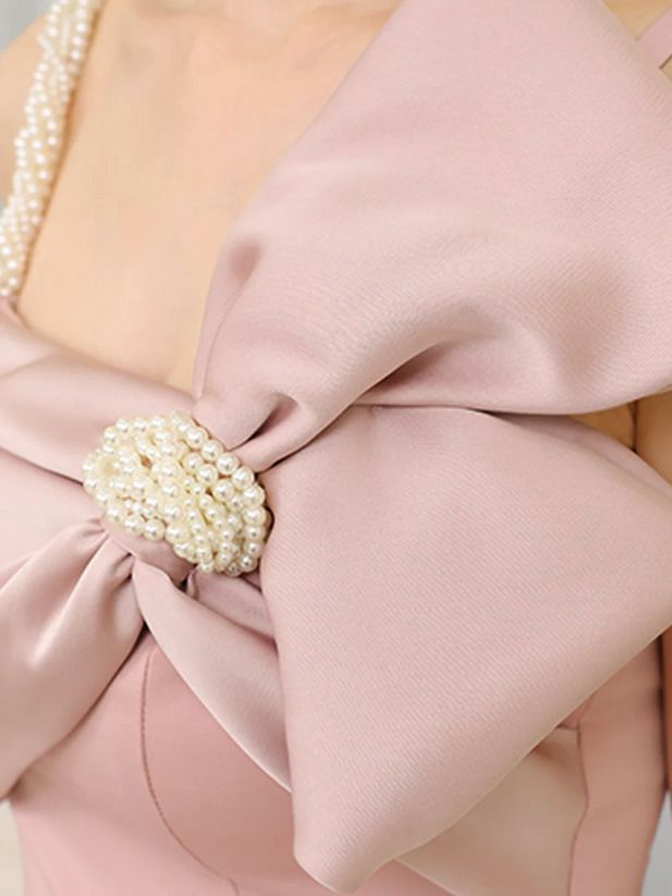 Veautt ヴュート ビックリボンワンショルダーパールミディアムタイトドレス vt082508-ks