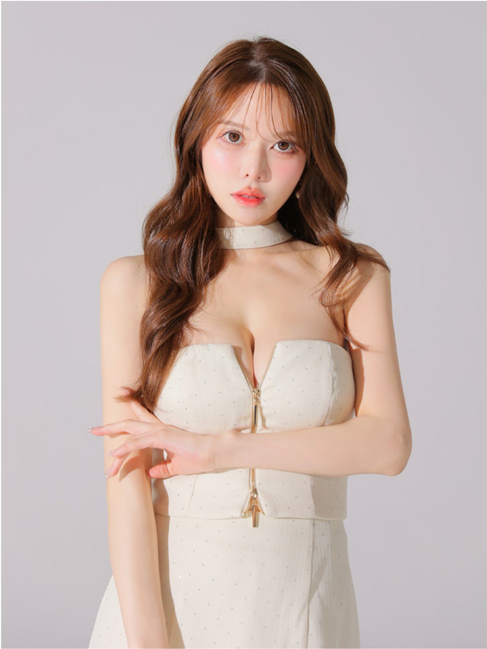 Glossy ローブドフルールグロッシー ストーンツイードセンタージップセットアップミニキャバドレス gl3397-c