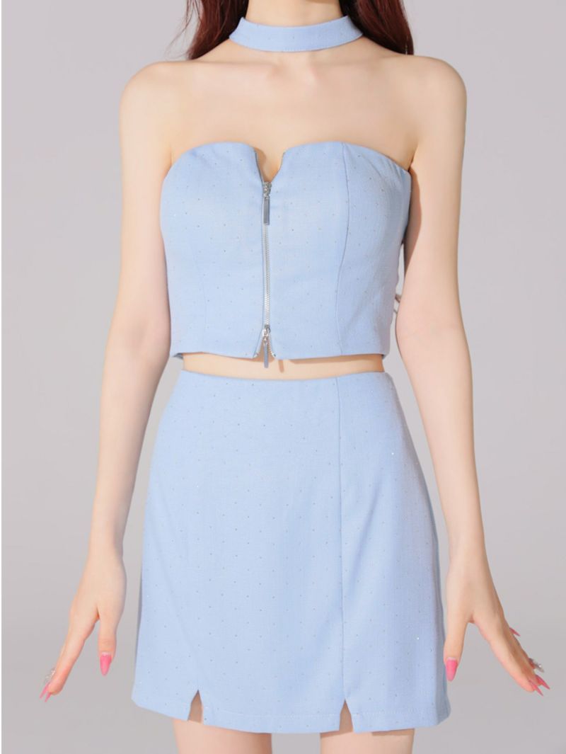 Glossy ローブドフルールグロッシー ストーンツイードセンタージップセットアップミニキャバドレス gl3397-c