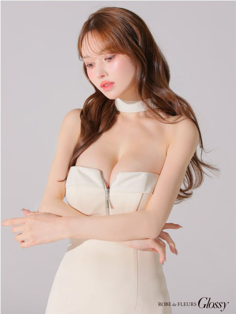Glossy ローブドフルールグロッシー 2way チョーカー風バストジップタイトミニキャバドレス gl4108-c
