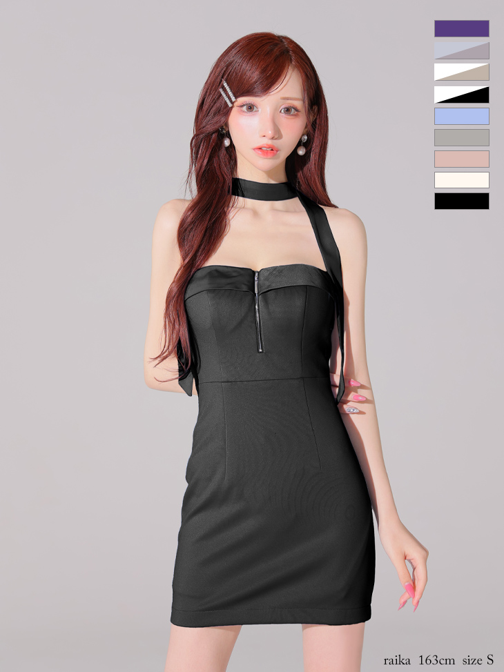 Glossy ローブドフルールグロッシー 2way チョーカー風バストジップタイトミニキャバドレス gl4108-c