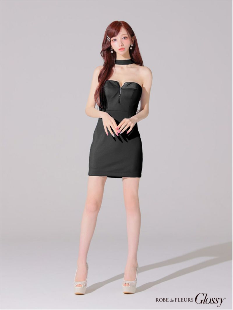 Glossy ローブドフルールグロッシー 2way チョーカー風バストジップタイトミニキャバドレス gl4108-c