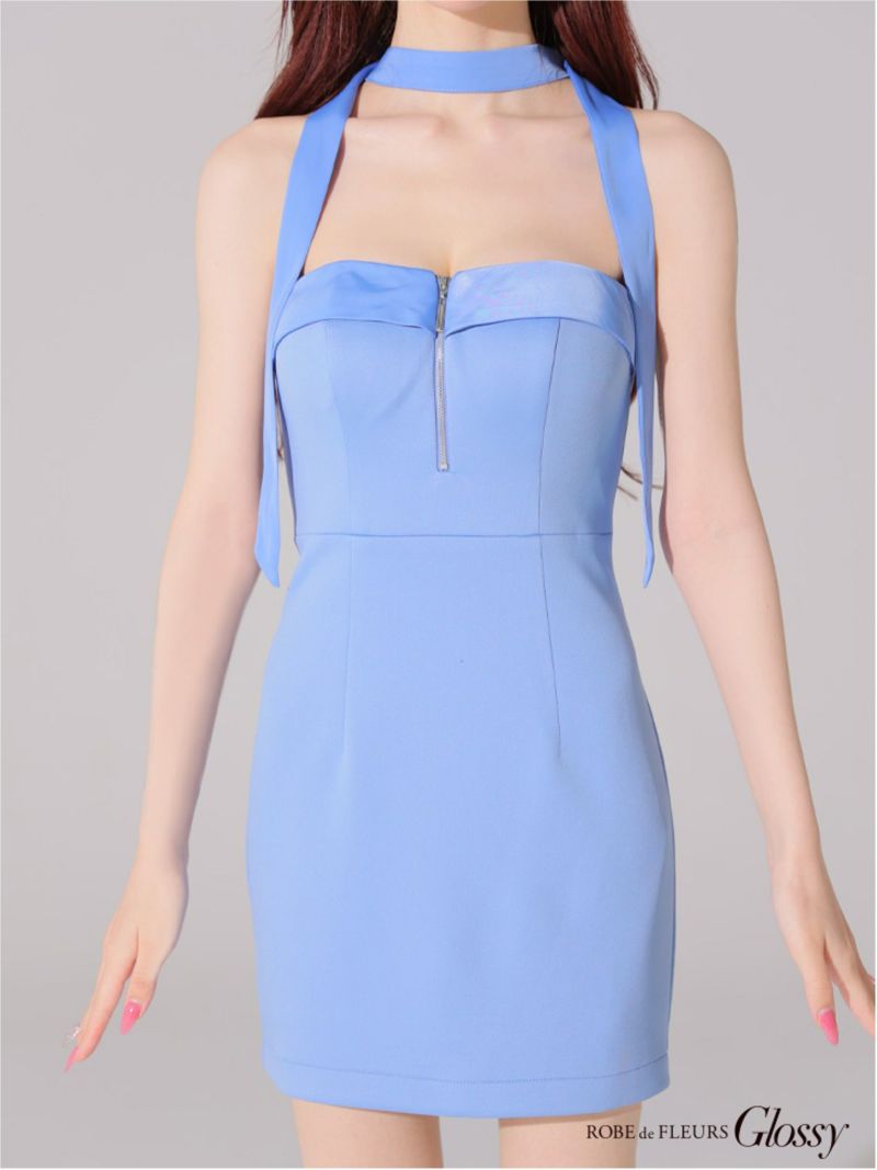 Glossy ローブドフルールグロッシー 2way チョーカー風バストジップタイトミニキャバドレス gl4108-c