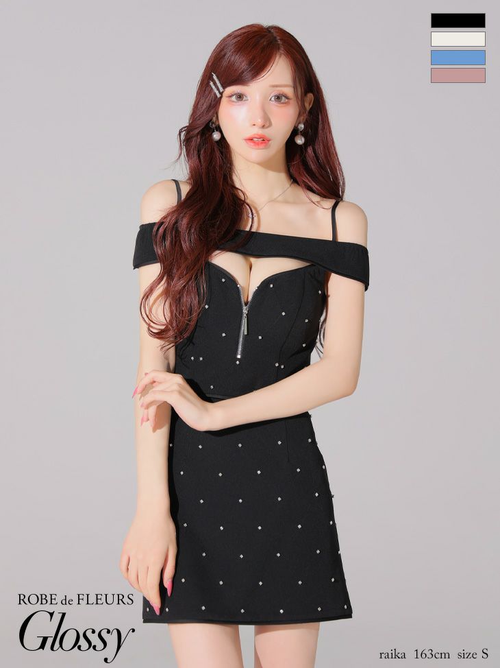 Glossy ローブドフルールグロッシー バストカットセットアップオフショルキャミミニキャバドレス gl4106-c