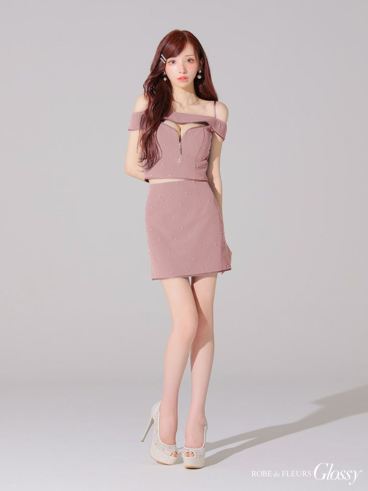 Glossy ローブドフルールグロッシー バストカットセットアップオフショルキャミミニキャバドレス gl4106-c