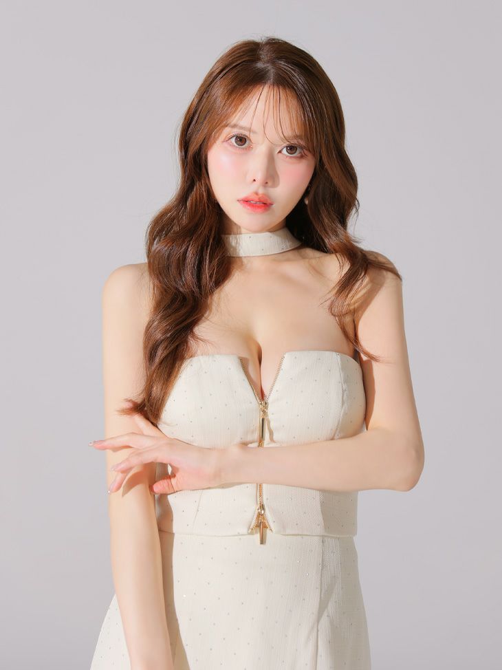 Glossy ローブドフルールグロッシー ストーンツイードセンタージップセットアップミニキャバドレス gl3397