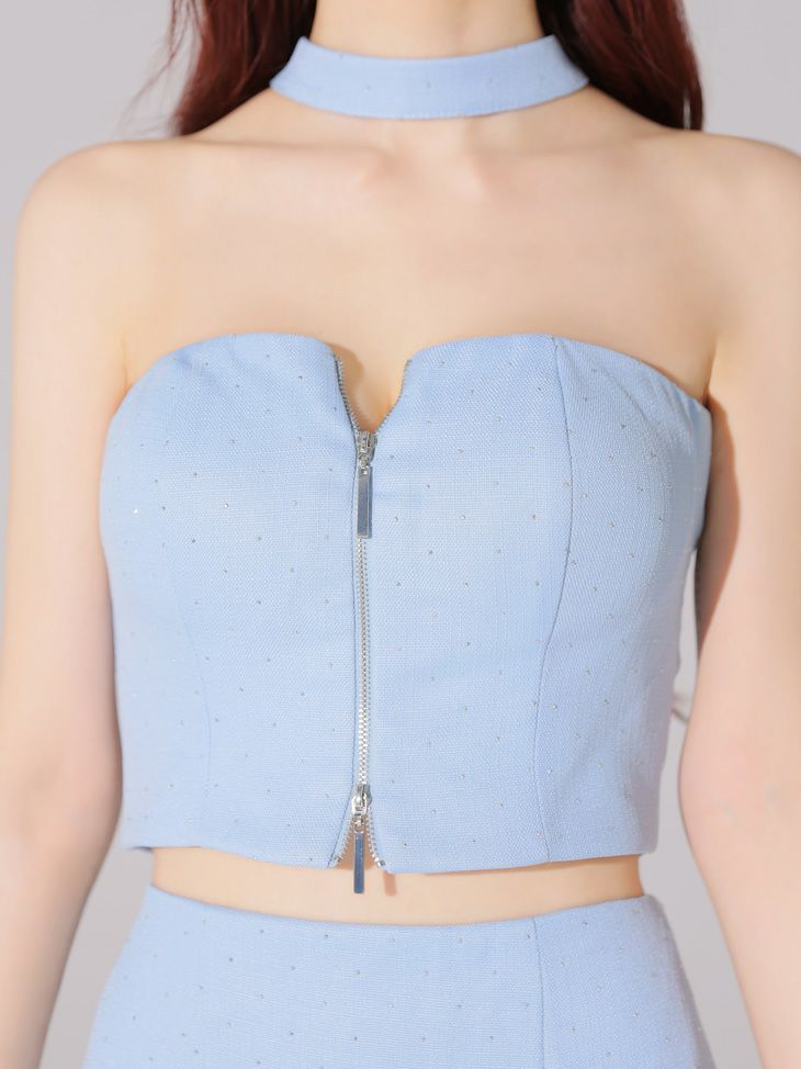 Glossy ローブドフルールグロッシー ストーンツイードセンタージップセットアップミニキャバドレス gl3397