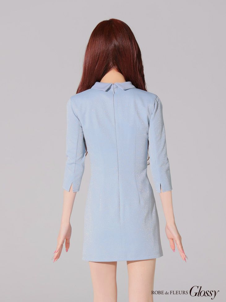 Glossy ローブドフルールグロッシー 襟デザインオフショルバストジップミニキャバドレス gl4109