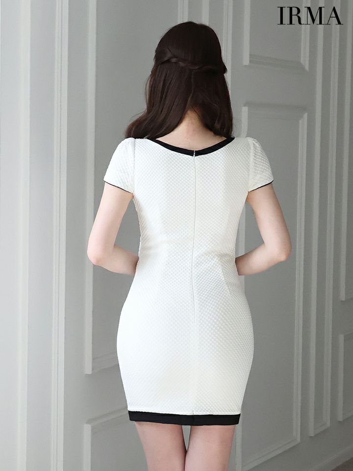 IRMA イルマ カットアウト/半袖/クロスデザイン/タイト ミニドレス ir45015-c
