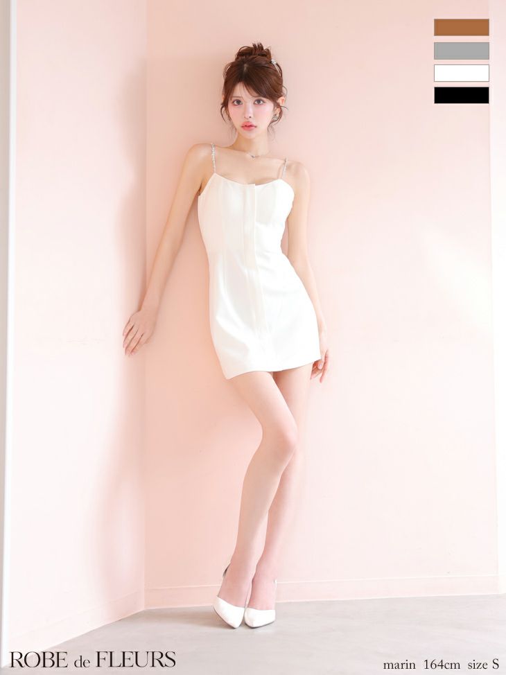 ROBE de FLEURS ローブドフルール シンプルフロントジップキャミミニキャバドレス fm3793-c