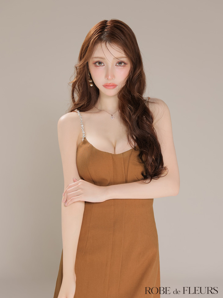 ROBE de FLEURS ローブドフルール シンプルフロントジップキャミミニキャバドレス fm3793-c