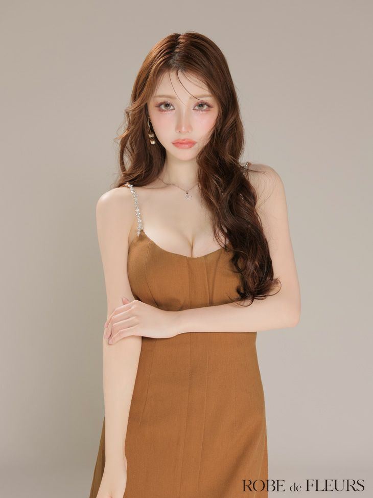 ROBE de FLEURS ローブドフルール シンプルフロントジップキャミミニキャバドレス fm3793-c