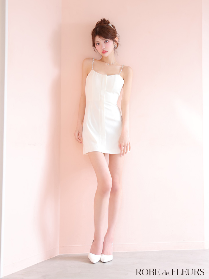ROBE de FLEURS ローブドフルール シンプルフロントジップキャミミニキャバドレス fm3793-c