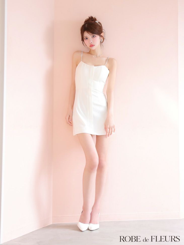 ROBE de FLEURS ローブドフルール シンプルフロントジップキャミミニキャバドレス fm3793-c