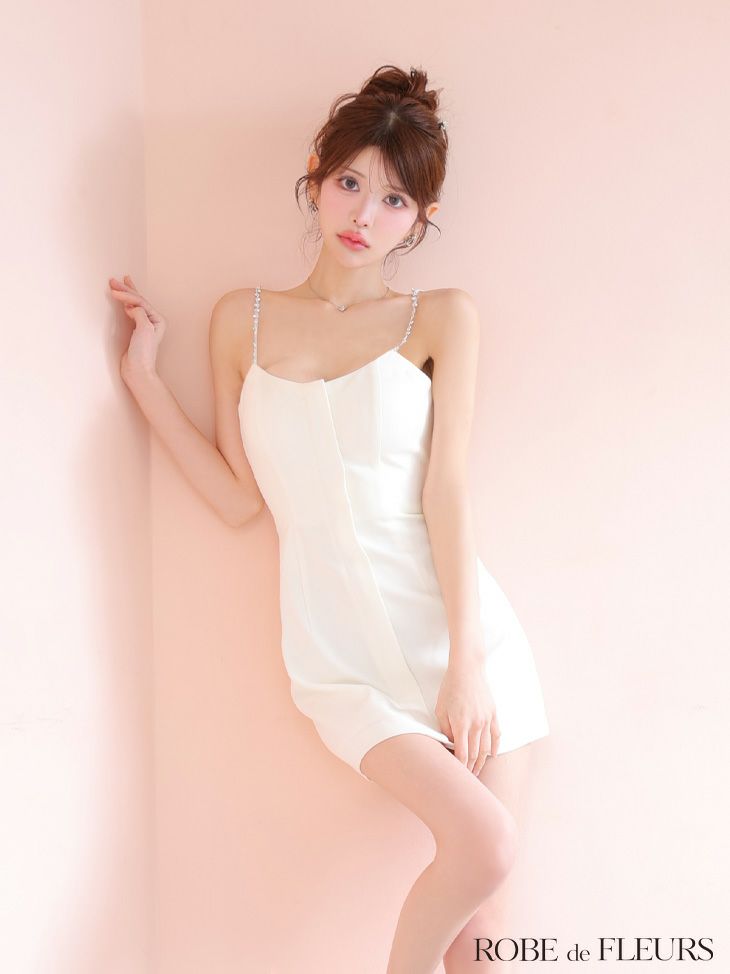 ROBE de FLEURS ローブドフルール シンプルフロントジップキャミミニキャバドレス fm3793-c