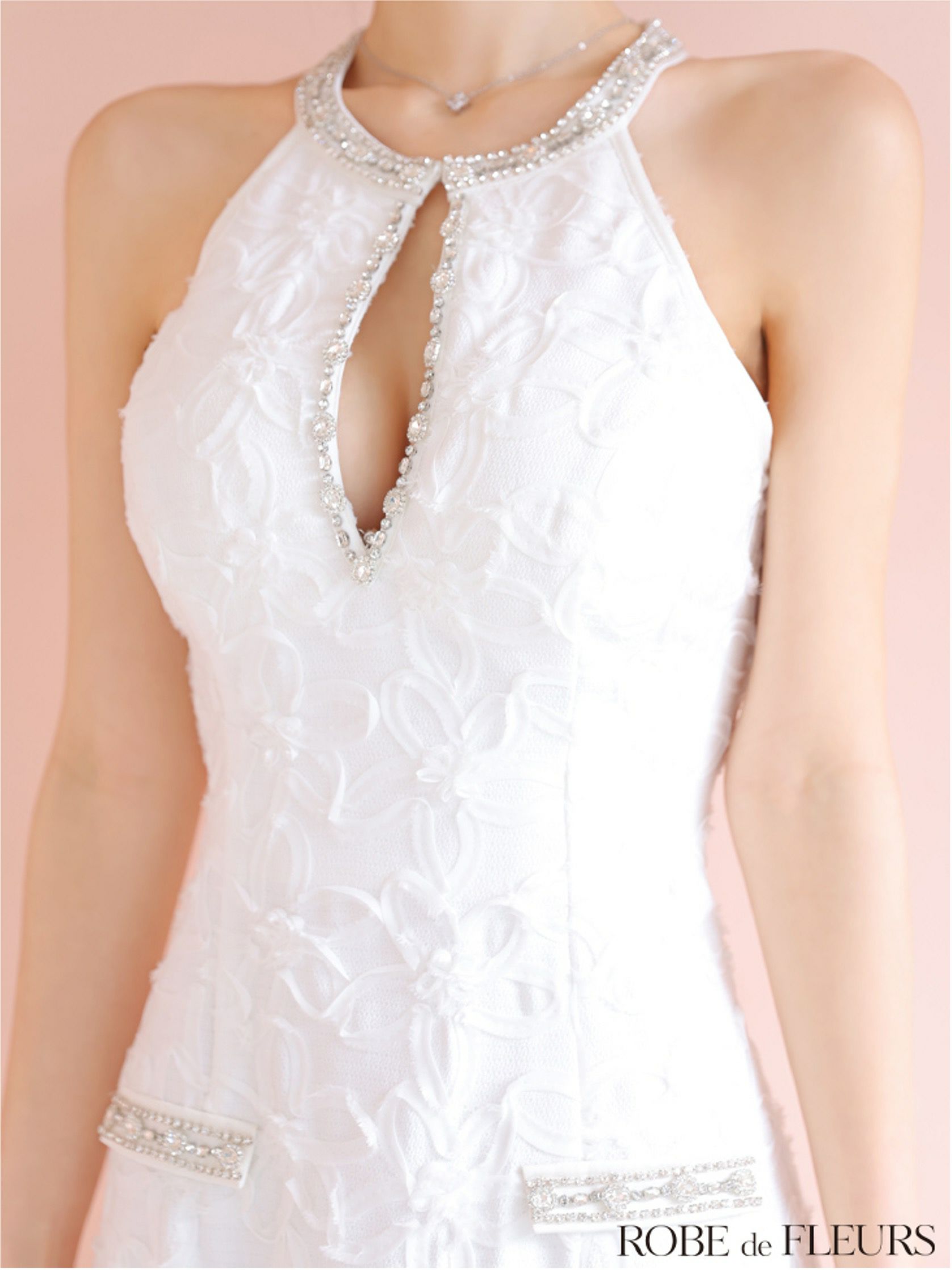 ROBE de FLEURS ローブドフルール フラワージャガードプリーツミニキャバドレス fm4302-c