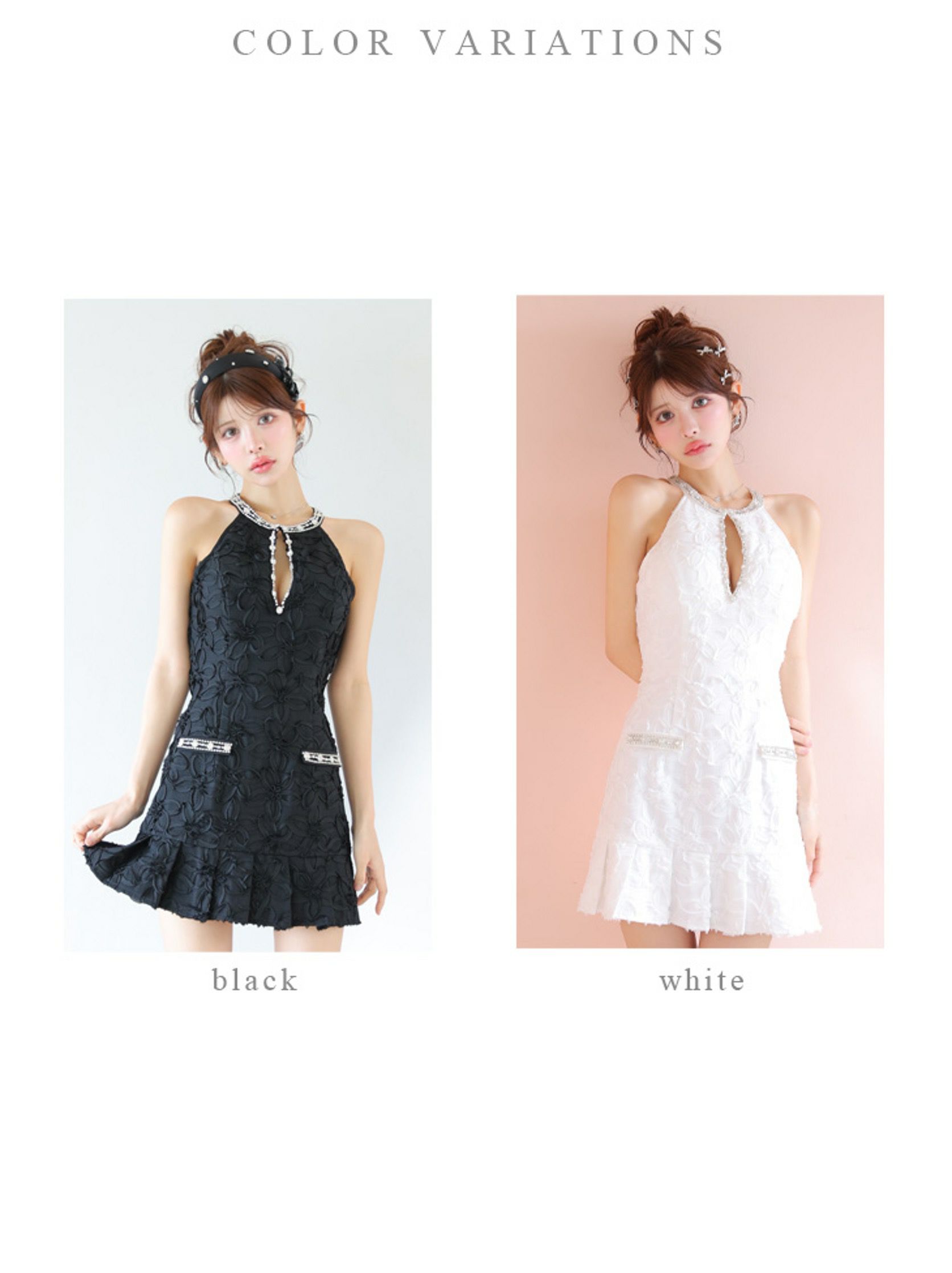 ROBE de FLEURS ローブドフルール フラワージャガードプリーツミニキャバドレス fm4302-c