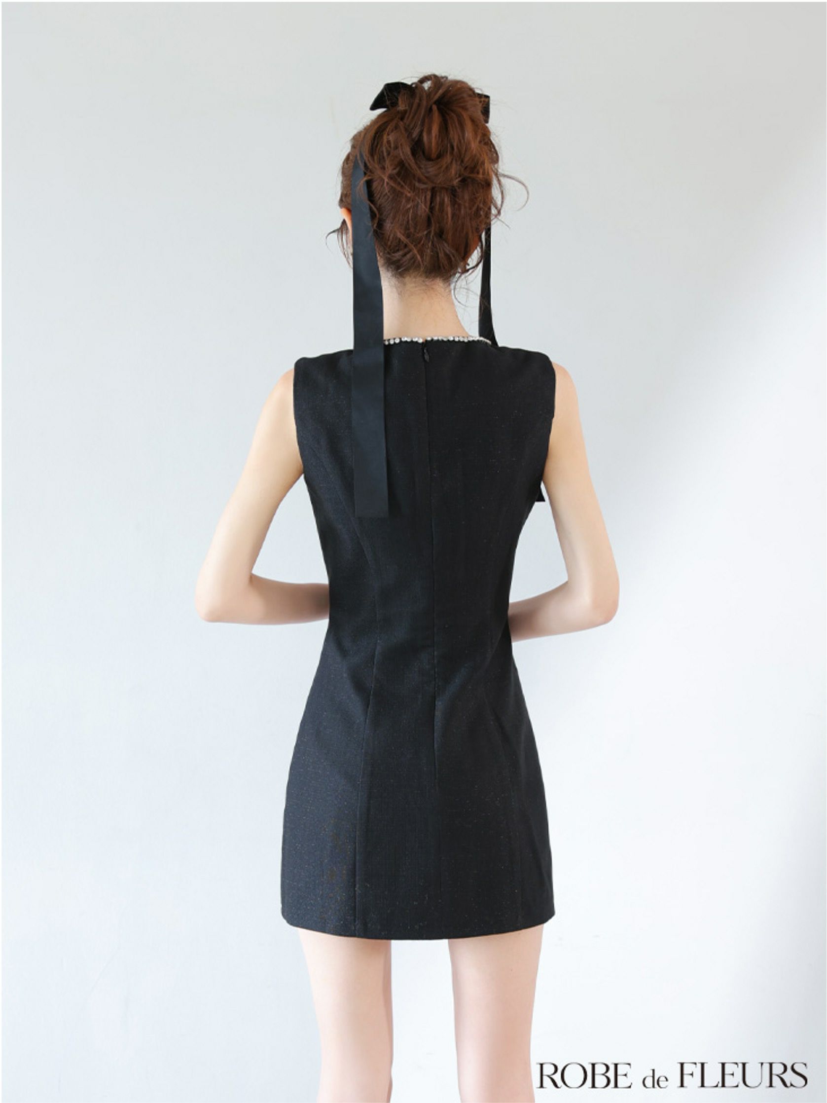 ROBE de FLEURS ローブドフルール リボンビジューノースリーブミニキャバドレス fm3454-c