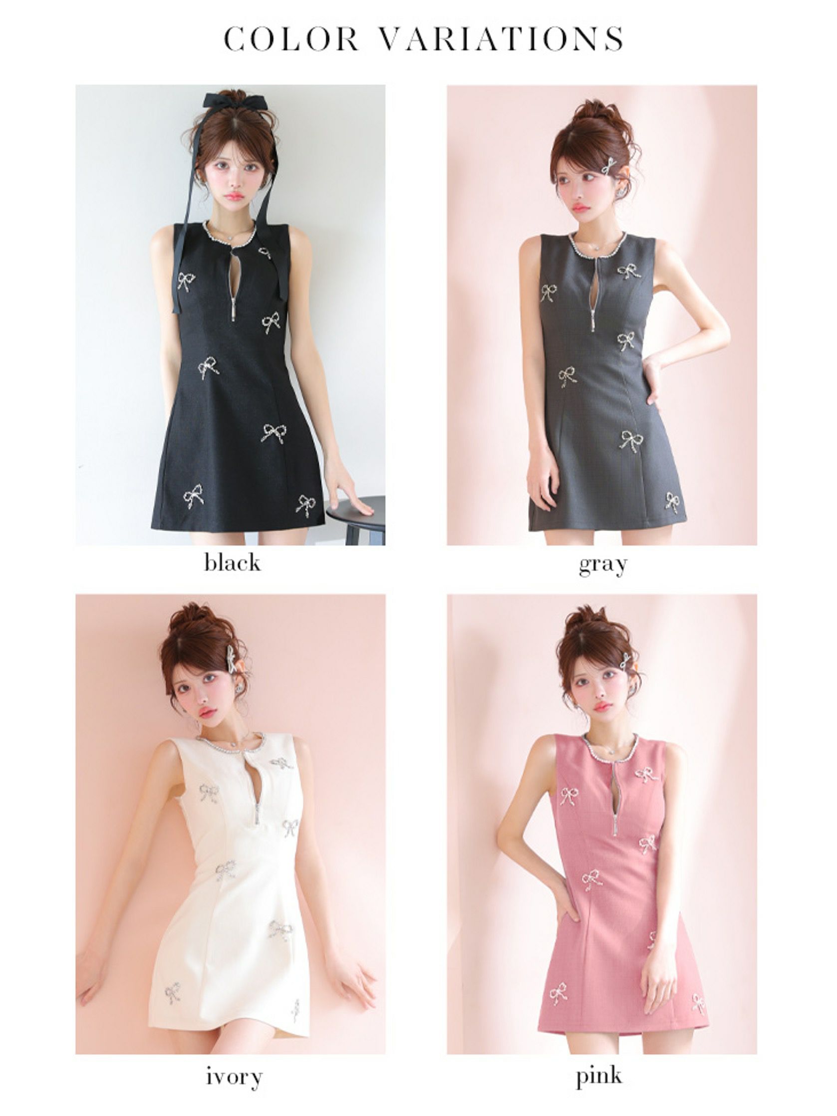 ROBE de FLEURS ローブドフルール リボンビジューノースリーブミニキャバドレス fm3454-c