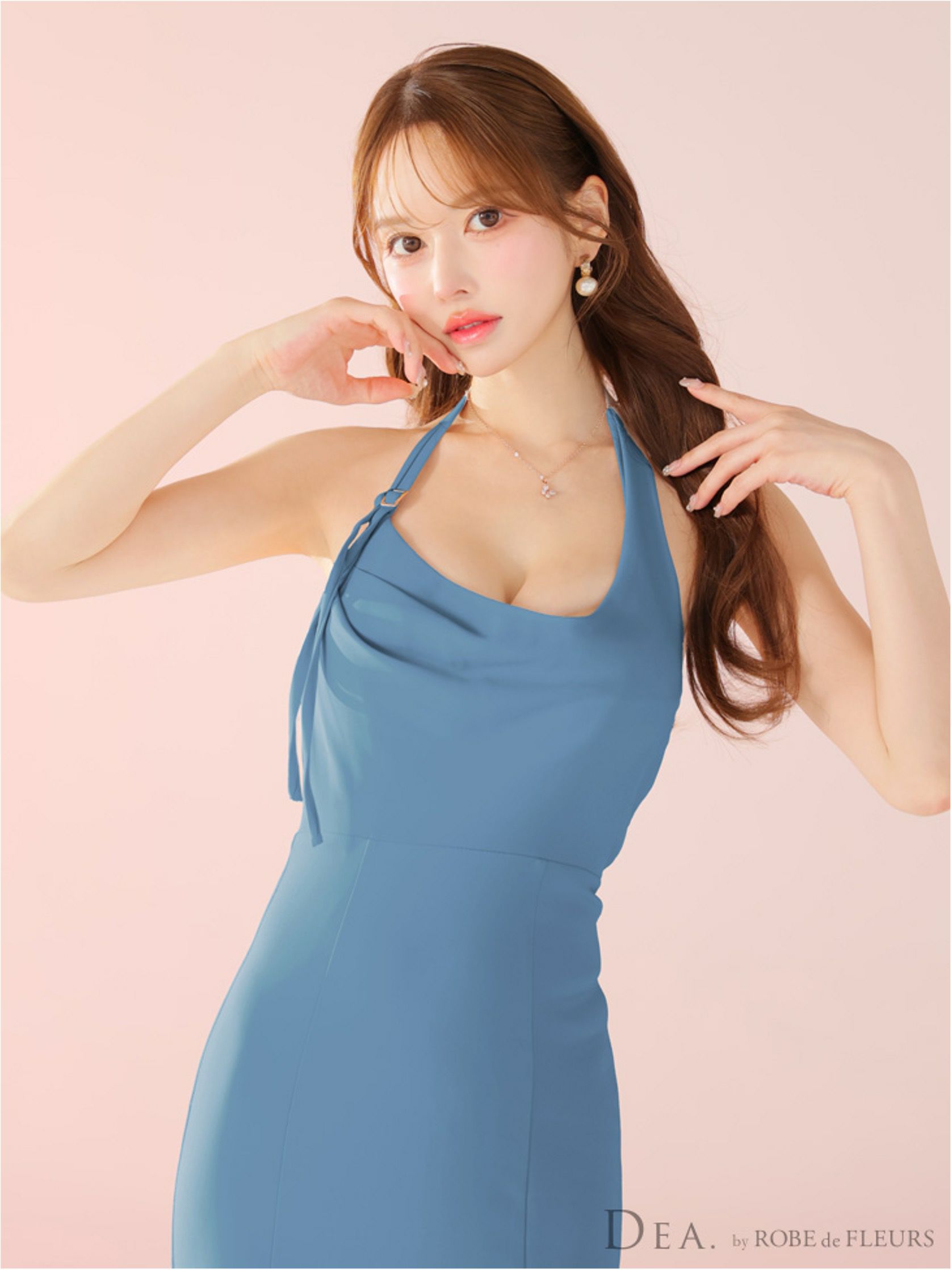 DEA. ディア バイ ローブドフルール シンプルドレープホルターマーメイドロングキャバドレス de3373-c