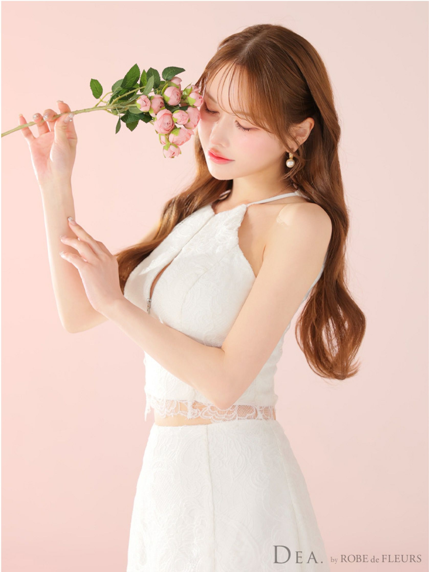 DEA. ディア バイ ローブドフルール レースホルターセットアップフレアロングキャバドレスde3450-c