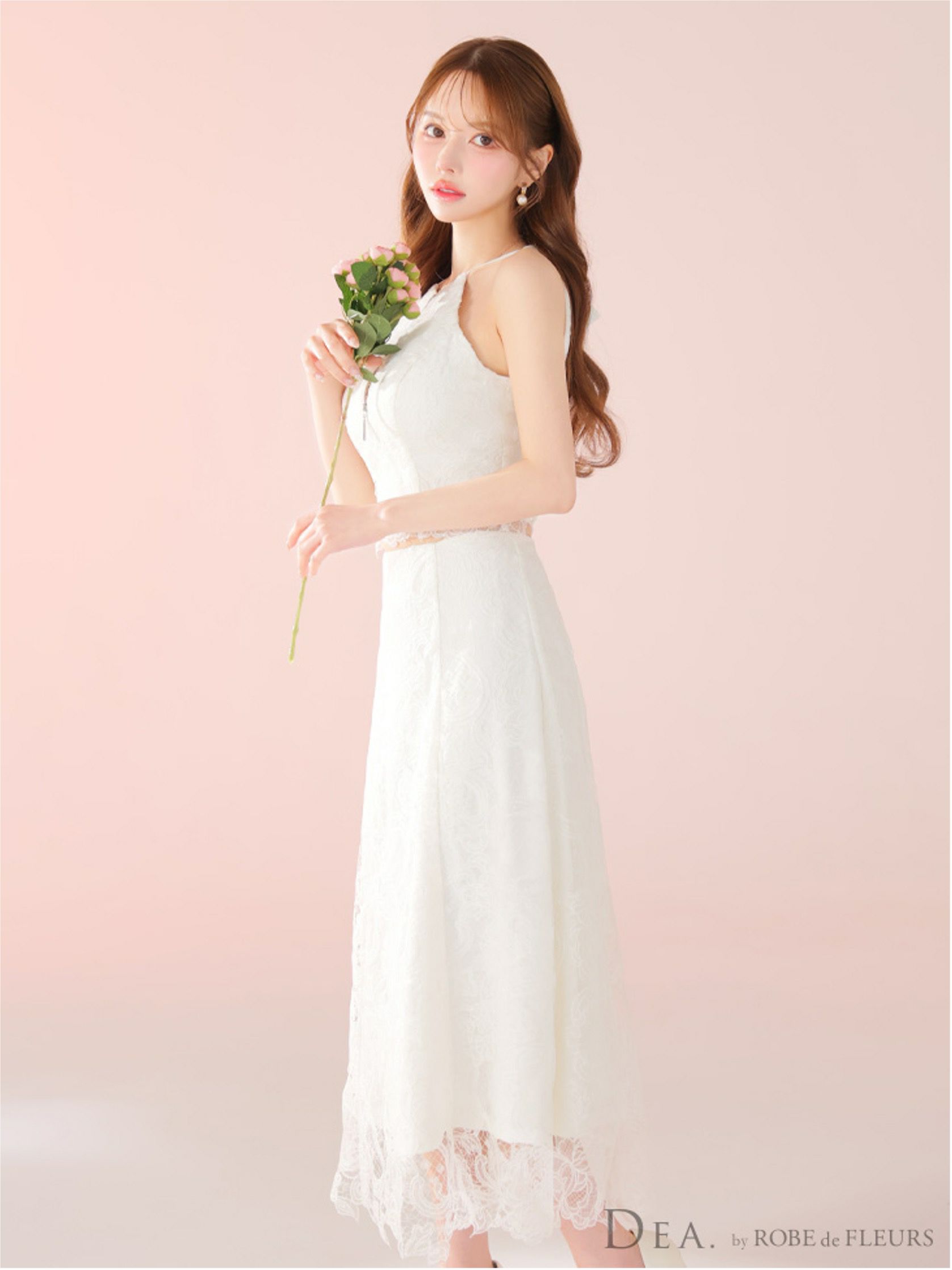 DEA. ディア バイ ローブドフルール レースホルターセットアップフレアロングキャバドレスde3450-c