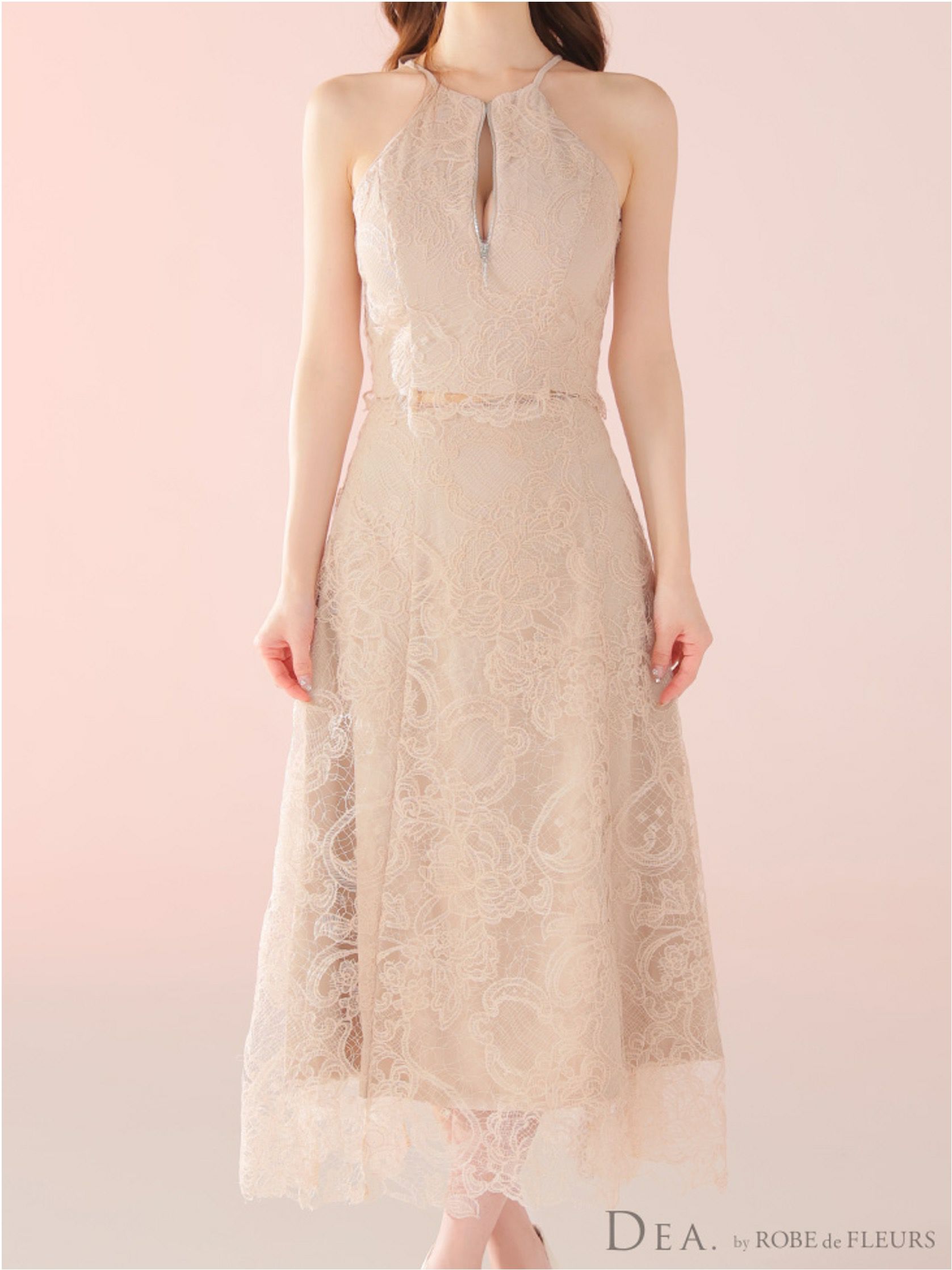 DEA. ディア バイ ローブドフルール レースホルターセットアップフレアロングキャバドレスde3450-c